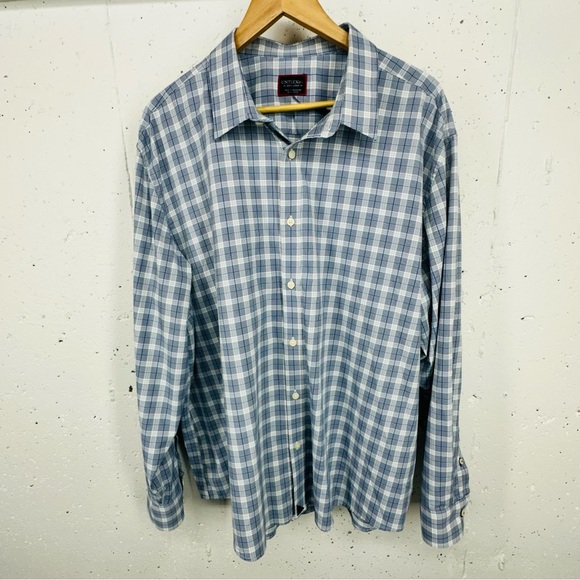 UnTuckIt Men’s size XXL Berklin Blue & White Plaid Ling Sleeve Button Down Shirt - Picture 1 of 14